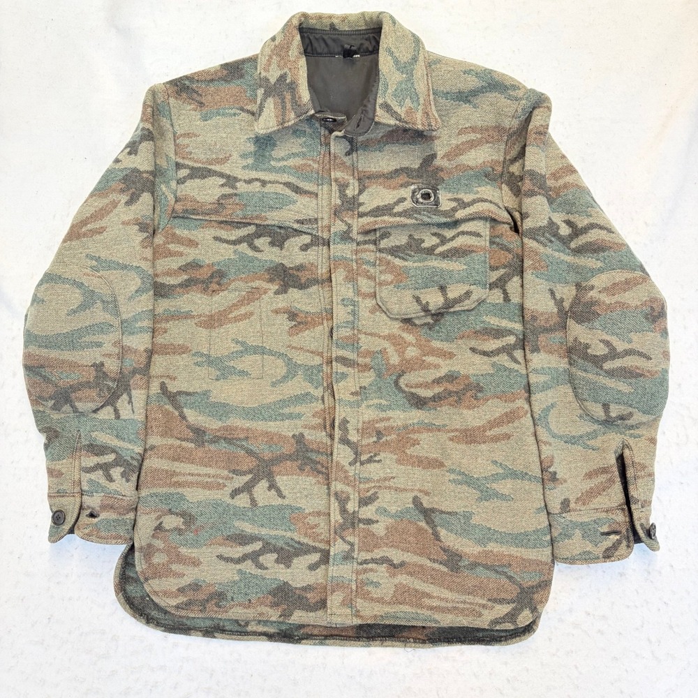 King of the Mountain Style VTG Wool Blend Camo Jacket L Green Camouflage Hunting